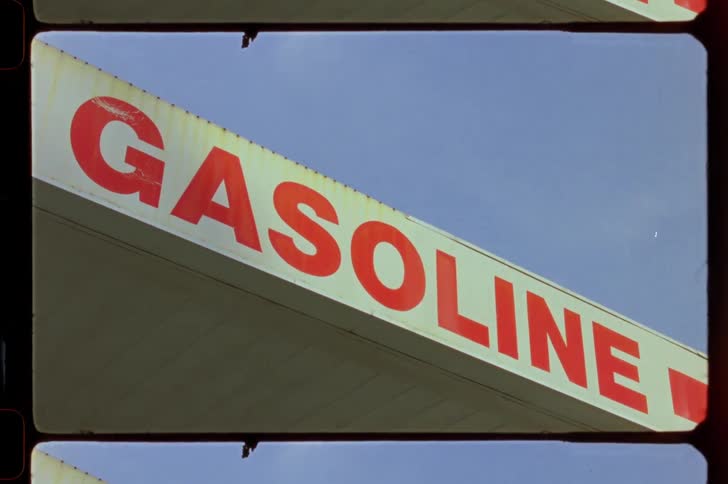 Closeup of a gas station roof
