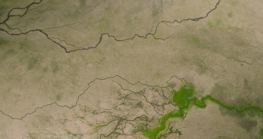Aerial view of intricate waterways in Alaska