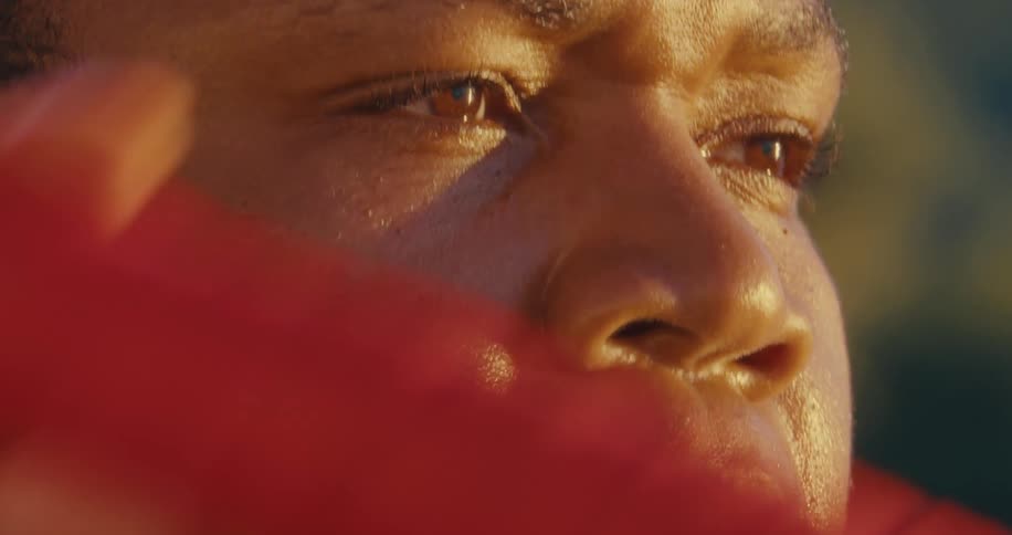 A close up clip of a womans face