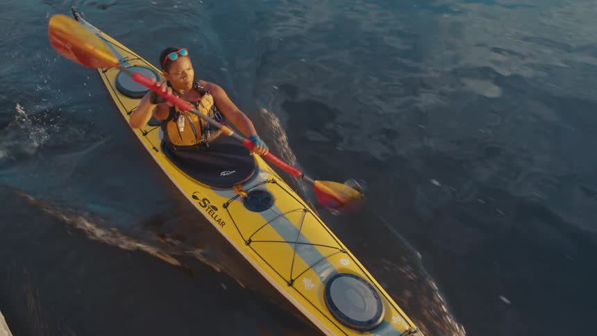 A clip of a lady kayaking