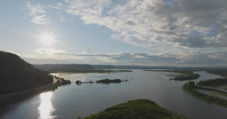 An aerial clip of a riverine area