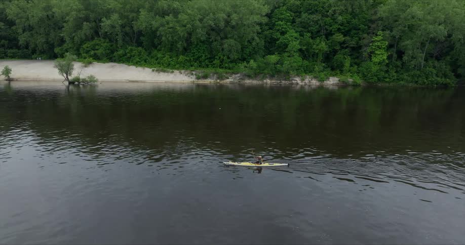 Person performing in a canoe on the river