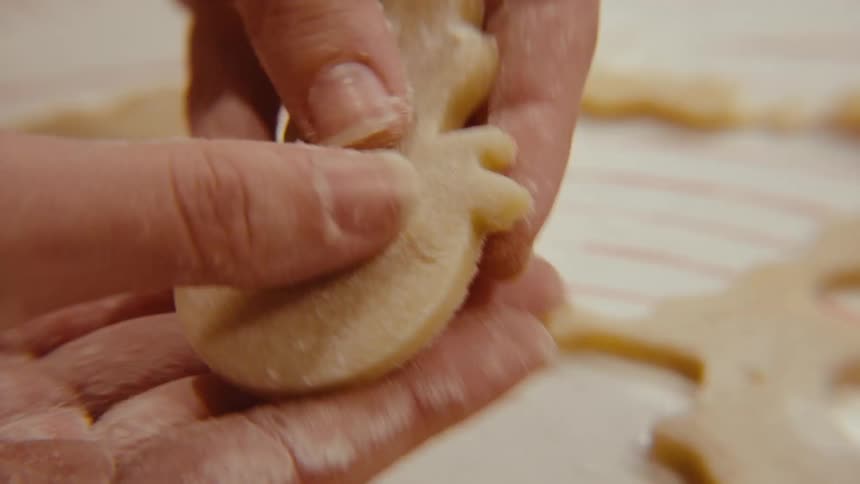 Pair of hands holding a cookie dough mold