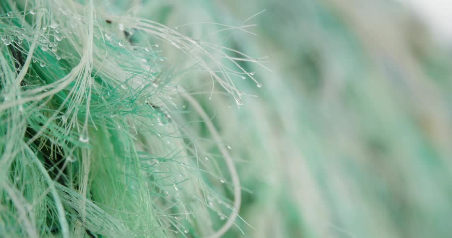 Close up of fishing net fibers