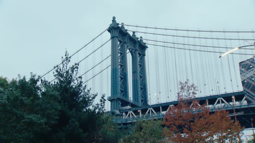 Classic bridge with vehicle traffic on a cloudy day
