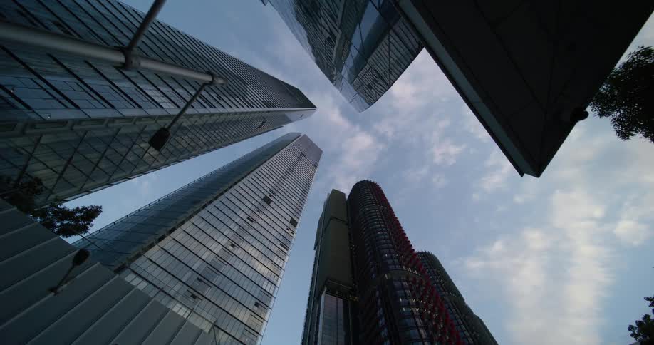 A clip of sky scrapers in a neighborhood