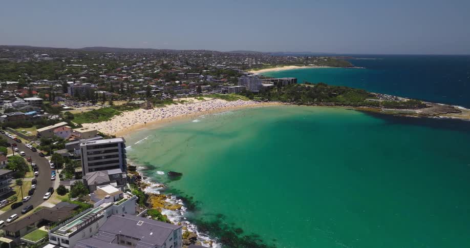 Beaches with blue water are on the coast of the city