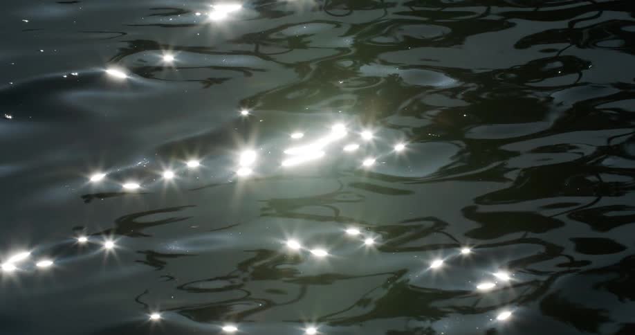 Sunlight reflects off the moving water