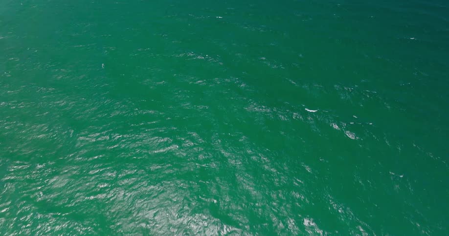 Aerial panorama of a greenish ocean