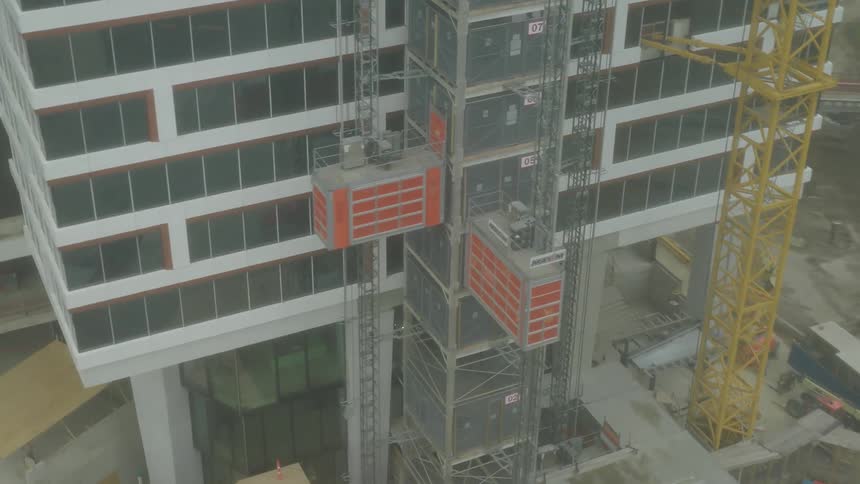 An orbiting clip of a building project