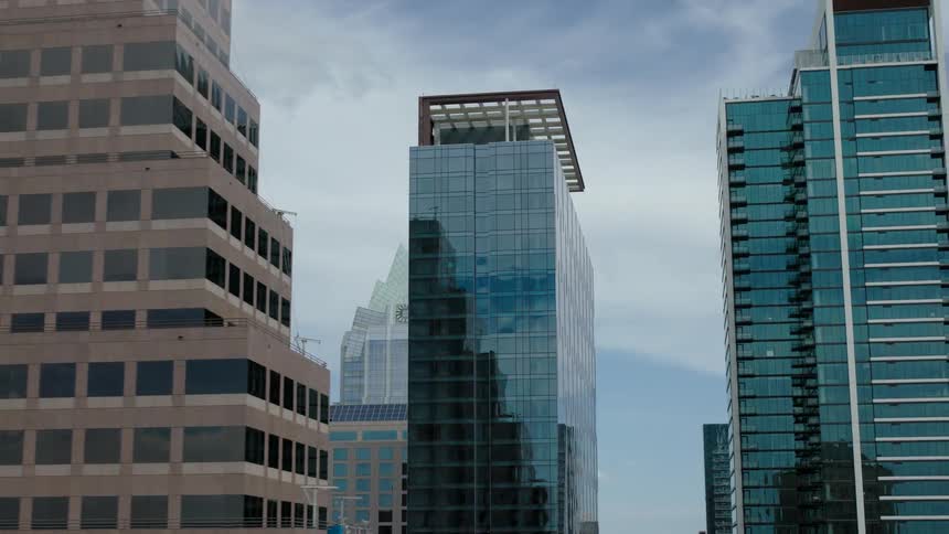 Aerial view of modern skyscrapers in a metropolis