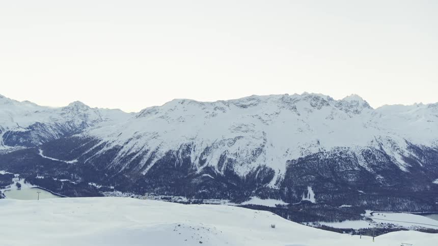 Aerial landscape of snowy mountain ranges
