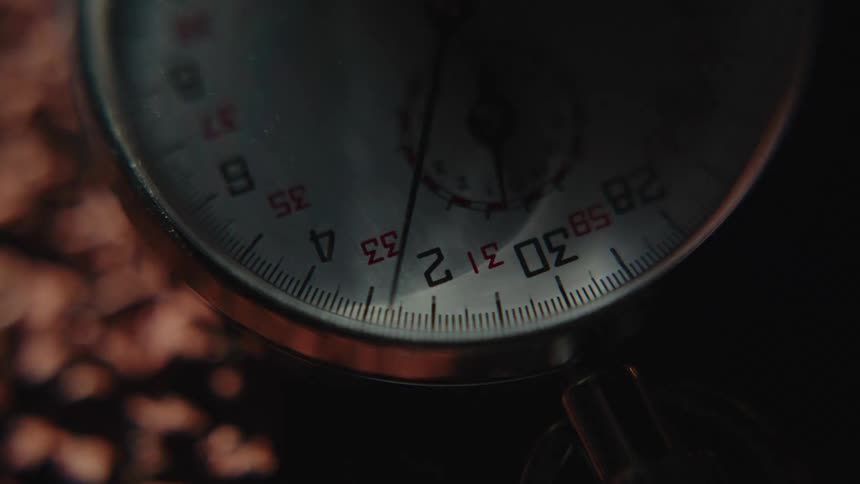 Close up of a stopwatch in action