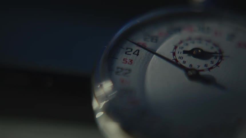 Stopwatch with detailed markings and moving hand