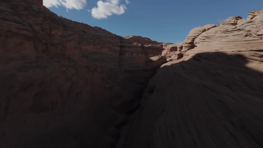 Aerial view of a gap between canyons