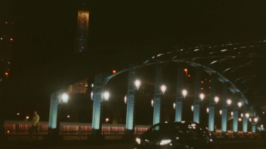 A night clip of a bridge