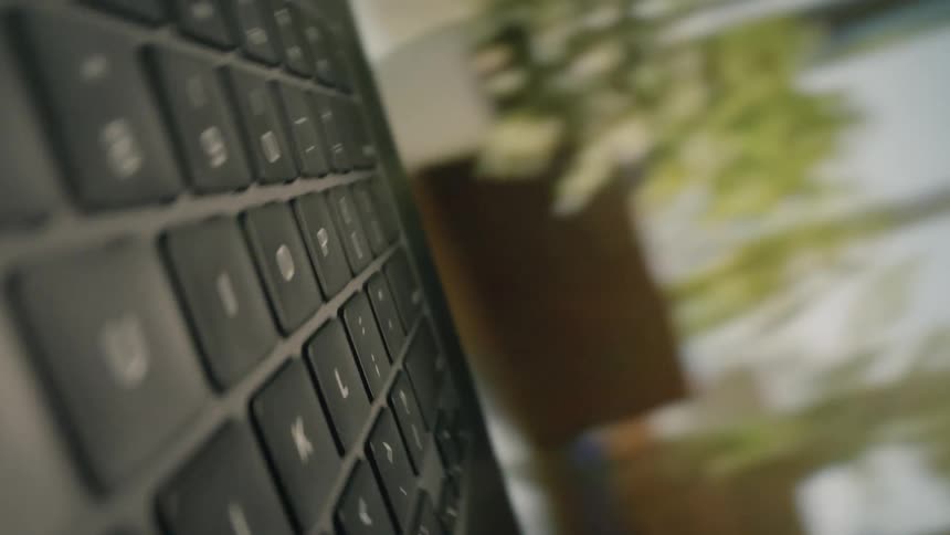 A person open a laptop and starts typing on it