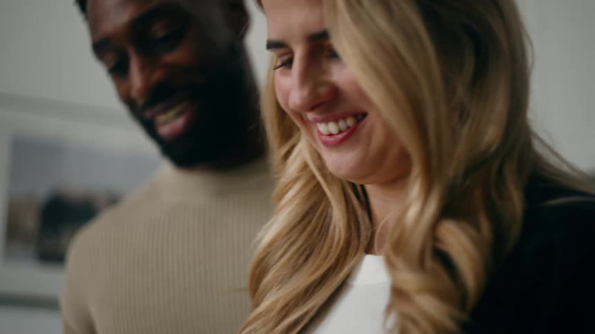 Man and woman side by side together happily