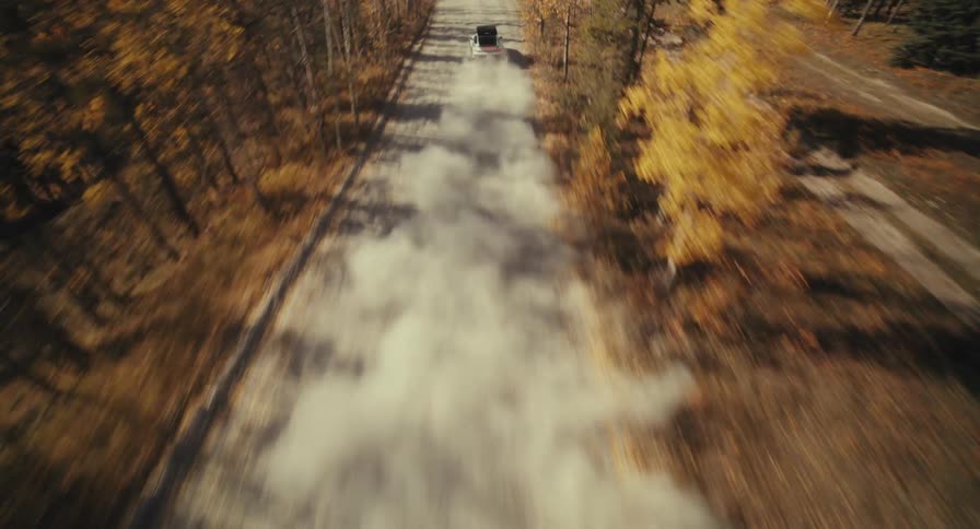 Car travelling very fast and recklessly on a mountain road surrounded by trees and nature outdoors during day time