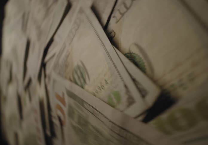 A clip of a rotating cash currency