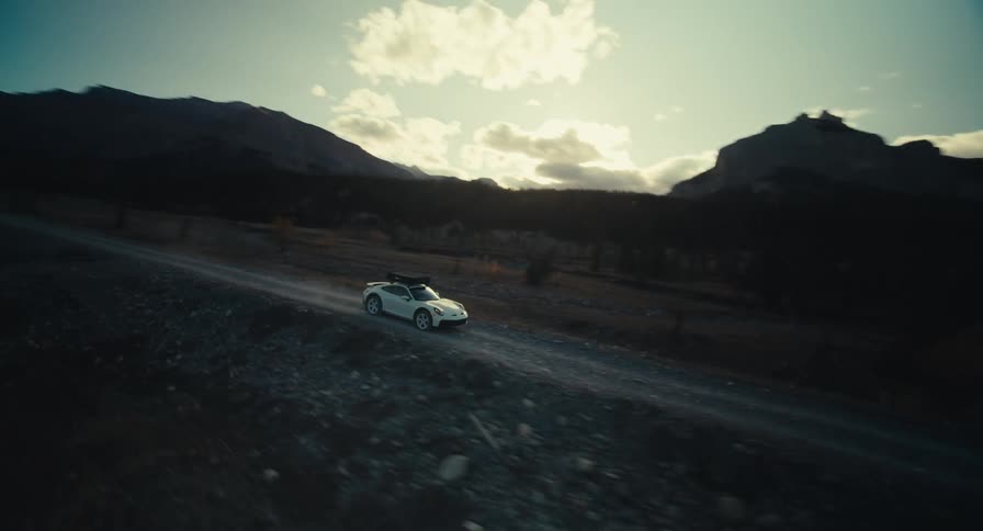 A clip of a car riding in the valley