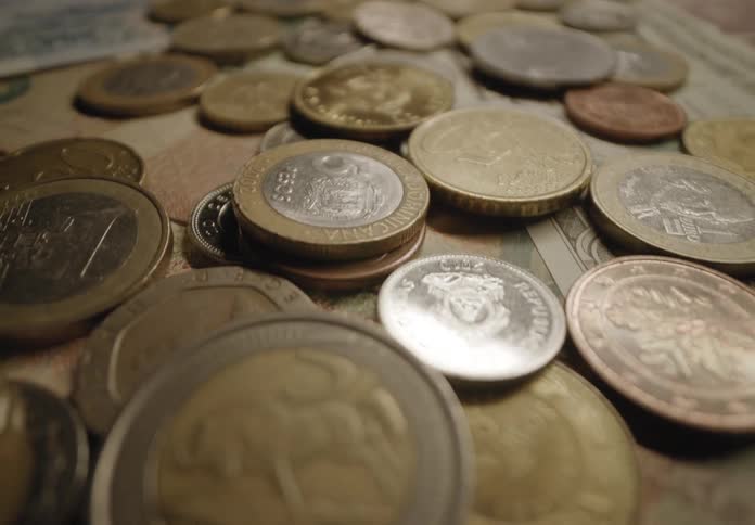 A clip of currency on a table