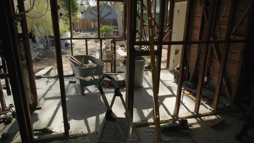 Smooth shot of a House Being Demolished