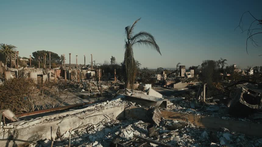A clip of destroyed buildings