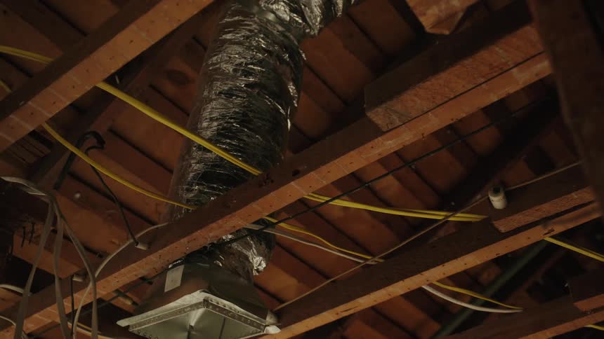 Unfinished Ceiling in Home Remodel Project with AC Duct