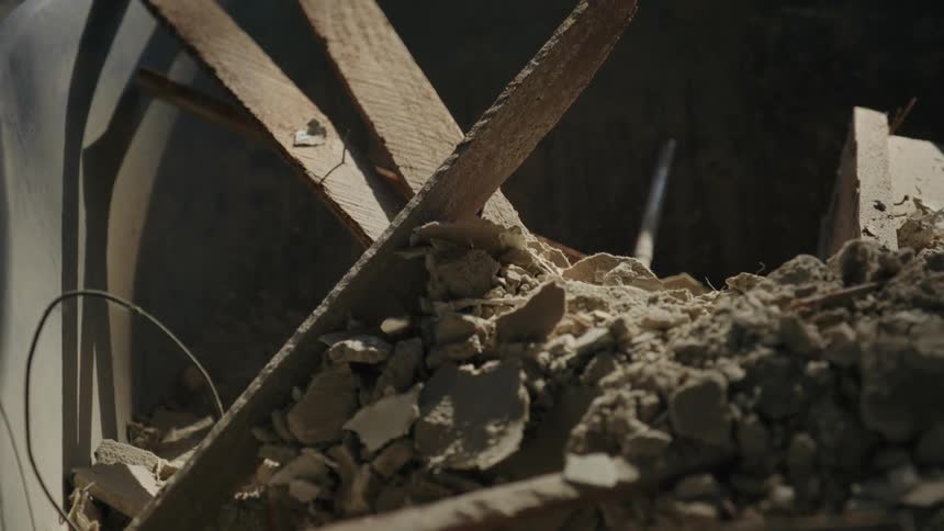 Home Demolition Debris in a Wheelbarrow