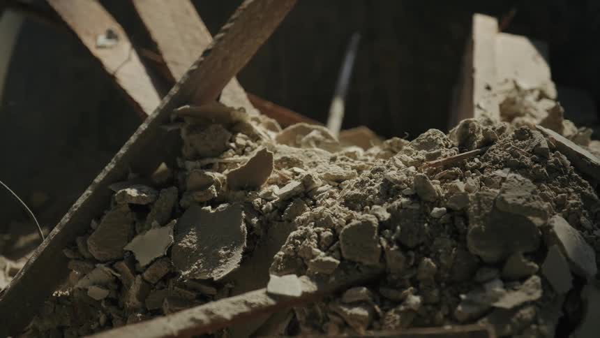 Wood and Stone Rubble from a House