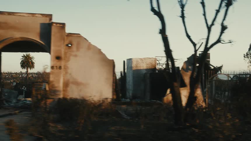 Some houses were completely destroyed with various debris scattered around the place