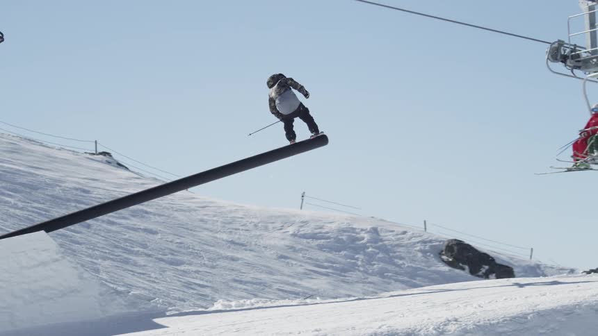 A skier jumps from a ramp