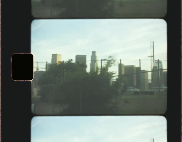 Downtown Los Angeles Skyline from a Moving Car on Super 8mm