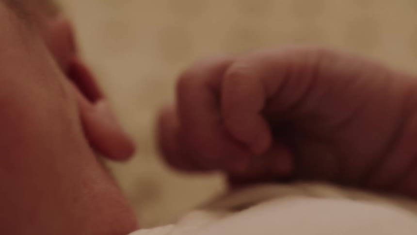 I close up clip of a little baby