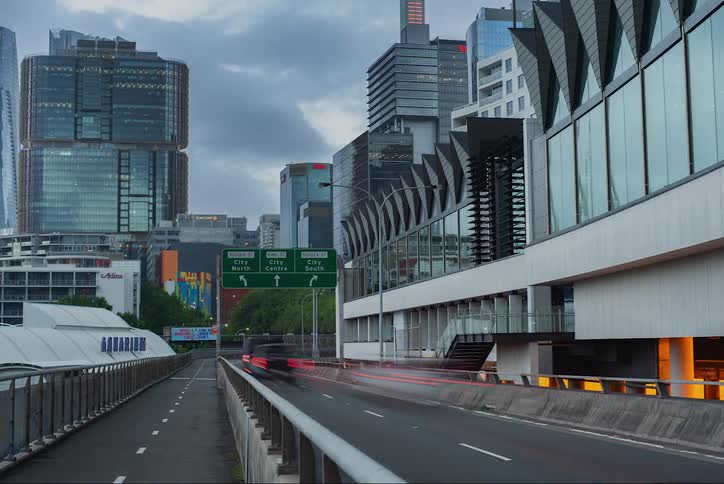 Urban road in a metropolis with vehicle traffic