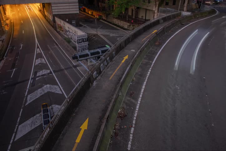 Viaduct and a tunnel with vehicle traffic