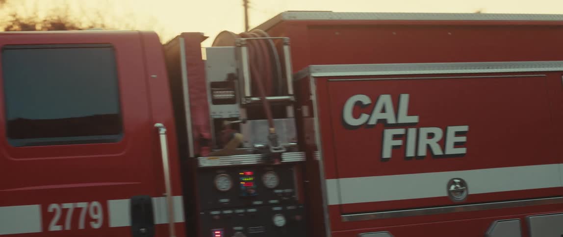 Fire truck passing through an urban road