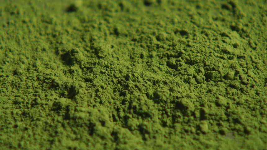 Close up of green tea powder