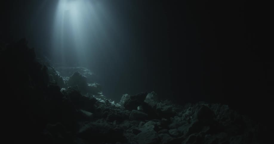A small ray of light shines in the dark waters