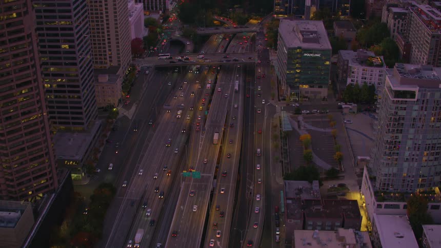 Aerial panorama of a metropolis with viaducts and intersections with vehicle traffic