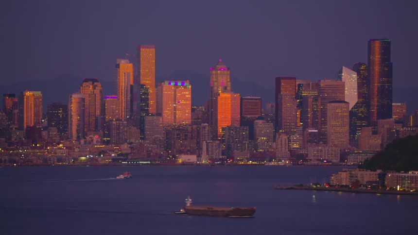 Aerial view of a seaside metropolis