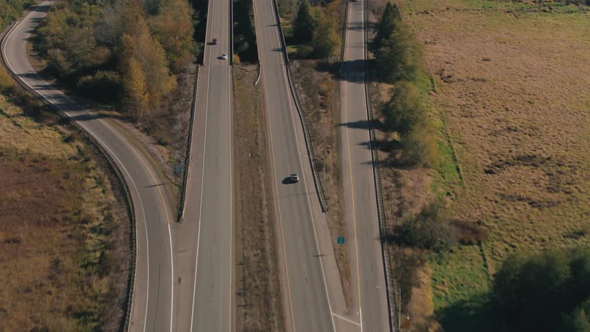 Aerial view of highways and viaducts with vehicle traffic