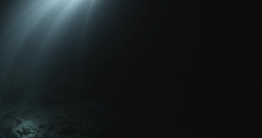 Rays of light shining through some dark water