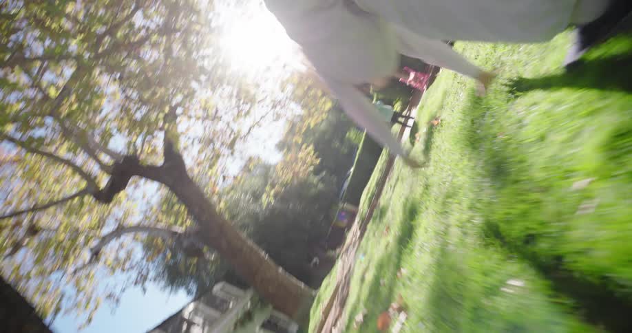 Children jump and play in the yard