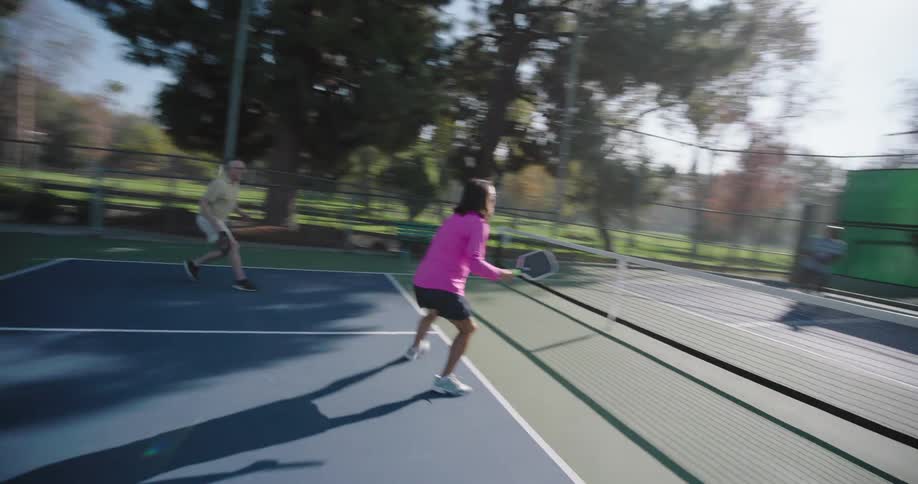 A goal is scored while playing a match of pickleball