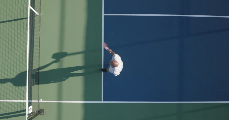 An aerial clip of people playing pickle ball