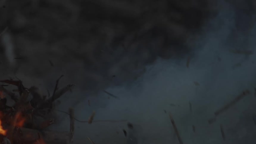 A clip of a burning fire in the night