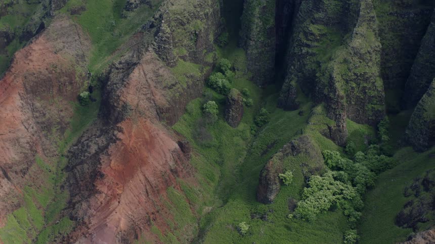 Aerial view of rocky mountain ridges and the valleys below