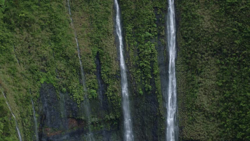 Landscape of a mountain with several waterfalls